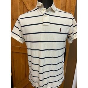 Polo by Ralph Lauren Men's Large Cream Navy Striped Shirt GUC